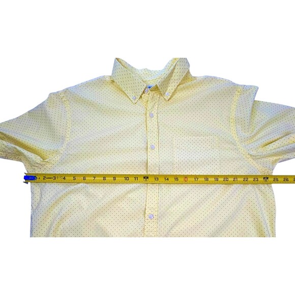 Old Navy Pastel Butter Yellow Perfect Fit Camp Shirt Polka Dot Beach Resort XL - Picture 7 of 10